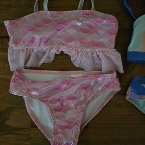 Girls Bathing Suit‎ BUNDLE of 3! Size 4-5T Strawberry, Stripes, Mermaid.
